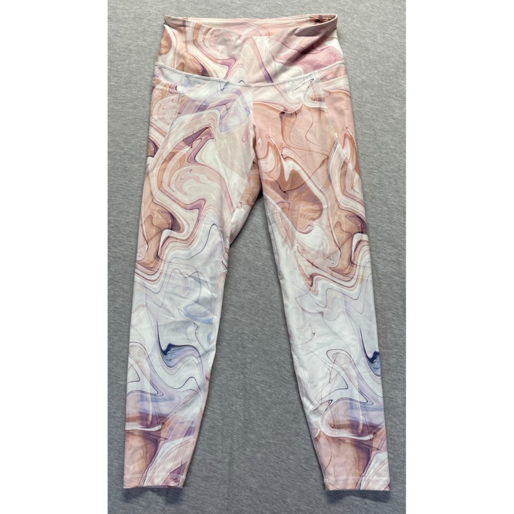 Old Navy Active PowerSoft Leggings Womens L Multi Swirl Print High Rise Go-Dry